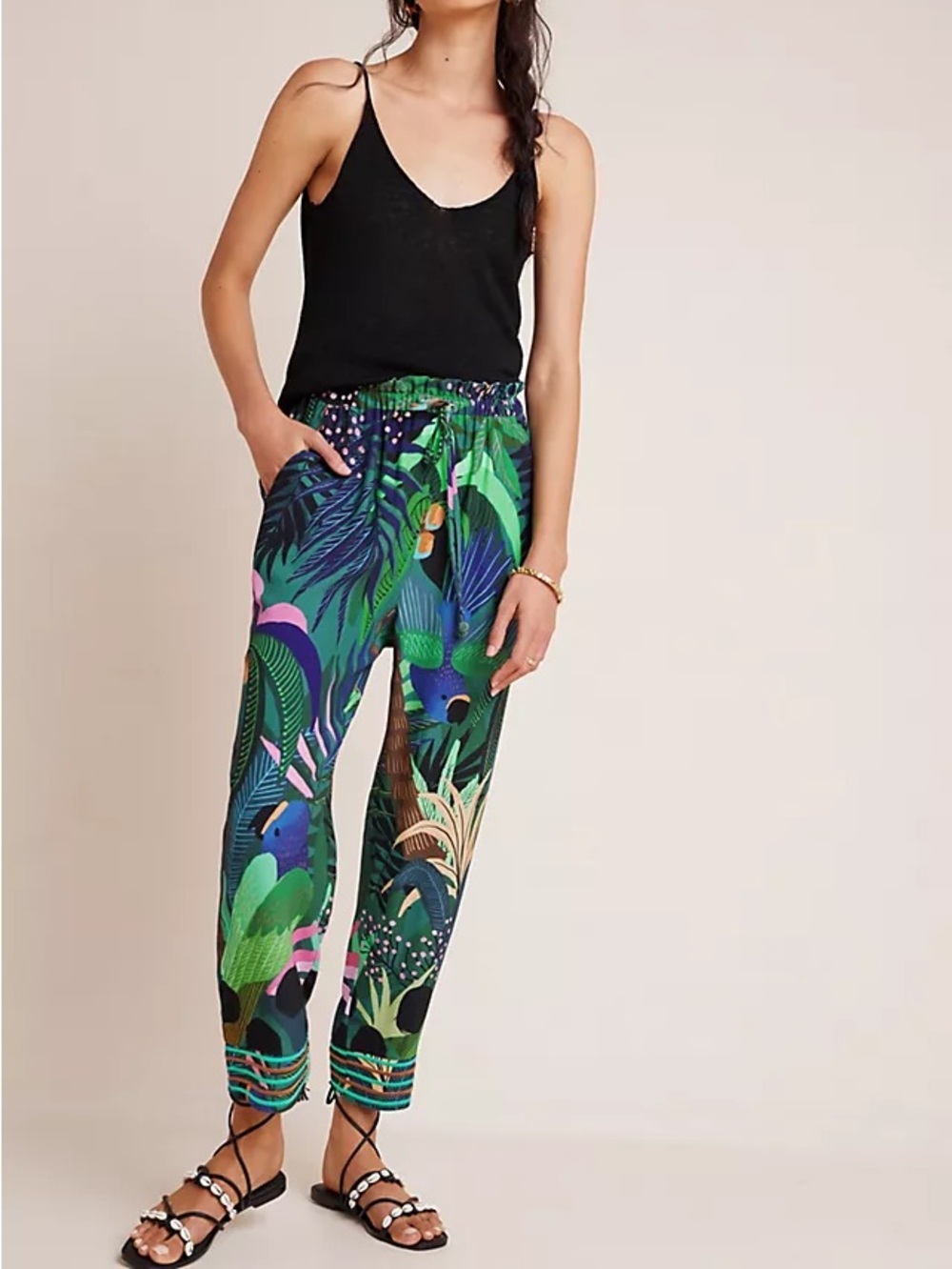 Farm Rio Anthropologie Tropique pull on print pants